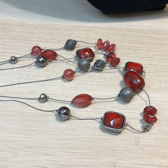 GRAY And Red Necklace - Picture 3 of 5